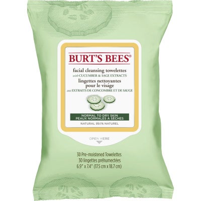 Lingettes nettoyantes pour le visage au concombre et à la sauge emballage de 30