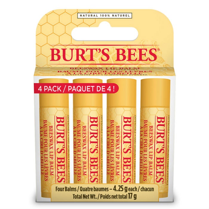 Baume pour les lèvres à la cire d’abeille emballage de 4 
