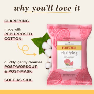 Clarifying Facial Towelettes &#8211; Pink Grapefruit 30ct 