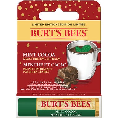 Burt’s Bees® Moisturizing Lip Balm, 100% Natural Origin, Mint Cocoa, Holiday Gift 