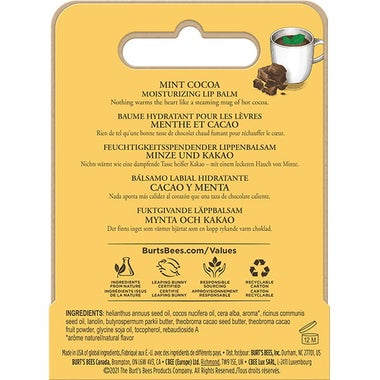 Burt’s Bees® Moisturizing Lip Balm, 100% Natural Origin, Mint Cocoa, Holiday Gift 