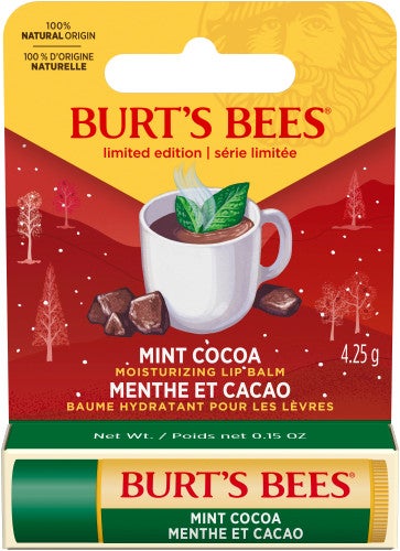 Burt’s Bees® Moisturizing Lip Balm, 100% Natural Origin, Mint Cocoa, Holiday Gift 