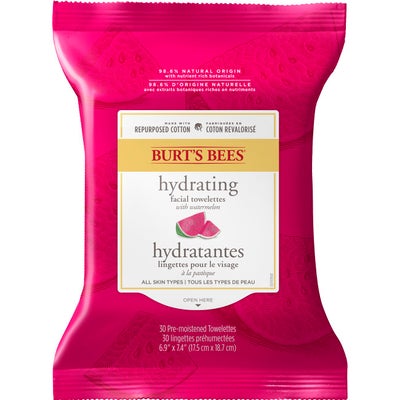 Lingettes hydratantes pour le visage avec extrait de pastèque, EMBALLAGE DE 30