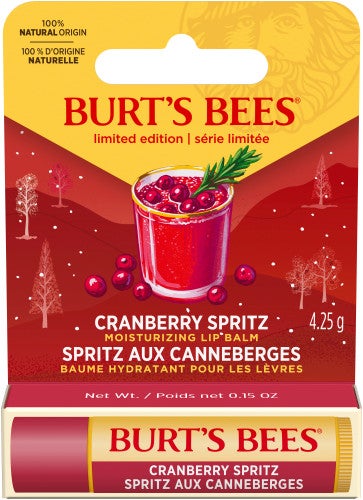 Burt’s Bees® Moisturizing Lip Balm, 100% Natural Origin, Cranberry Spritz, Holiday Gift